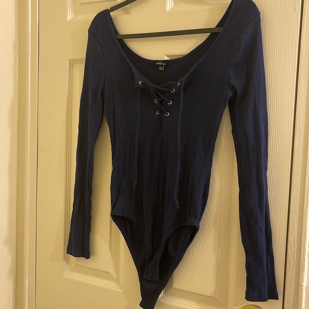 Long sleeve dark blue bodysuit